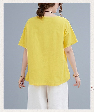 Aó đũi nữ tay lỡ kín đáo 3 màu thanh lịch full size 40-65kg Thời trang trung niên nữ Haint Boutique ALE19