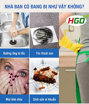 Bột thông cống cực mạnh HGO SUPER bột thông bồn cầu, bồn rửa bát, đường ống, chai 250gram