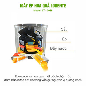 Máy Ép Chậm Lorente-Máy Ép Hoa Quả Lorente LT-2088, công suất 300W, ép nguyên chất kiệt nước-Hàng Chính Hãng