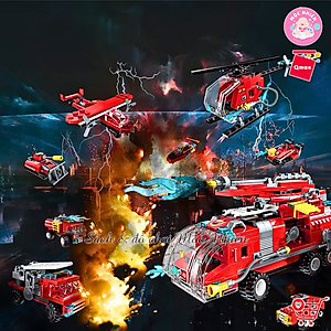 Đồ chơi lắp ráp, xếp hình Qman 1805 - Biệt đội xe cứu hỏa (313 mảnh ghép) - Dành cho bé trai từ 6 tuổi