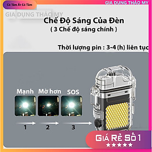 Bật lửa điện độc lạ sạc pin công nghệ điện tử tạo 4 tia plasma chống gió có đèn led chống nước