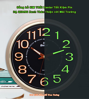 Đồng Hồ Treo Tường Cao Cấp DẠ QUANG KIM TRÔI EASTAR - Số Nổi 3D Tròn Cổ Điển 31cm - Tặng Pin Maxell - BH 1 Năm