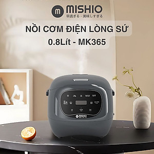 Nồi Cơm Điện Sứ Dưỡng Sinh Mishio MK365 lòng sứ nguyên chất 0.8L không chứa chất chống dính - Hàng chính hãng