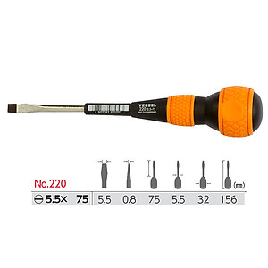 Tô vít mũi dẹt tay cầm kiểu bóng No.220 thương hiệu Vessel (Nhật bản)