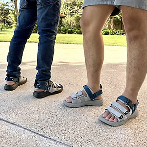 Giày Sandal Nam Nữ Unisex The BiLy Quai Ngang Dây Dù Đế IP Siêu Êm Nhẹ Đế Xám Màu Xanh Kem-BLDX08