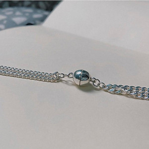 Vòng đeo tay bạc cặp đôi nam châm, lắc tay đôi bạc Duyson