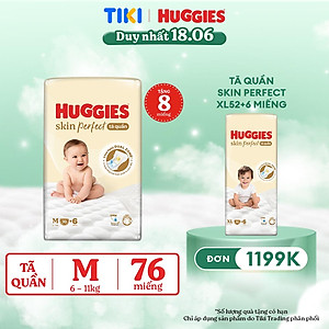 Tã quần Huggies Skin Perfect M Super Jumbo 70+6 miếng với 2 vùng thấm giảm kích ứng da