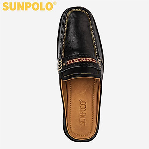 Giày Sapo Nam Da Bò Bít Mũi Cao Cấp SUNPOLO SPO002 (Đen)