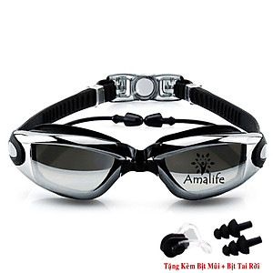 Bộ Kính Bơi Tráng Bạc Chống Tia UV Có Bịt Tai Gắn Liền - Chọn Màu – Kính Bơi Cao Cấp Chống Nước Tặng Kèm Bịt Mũi, Kèm Bịt Tai Rời Chính Hãng Amalife
