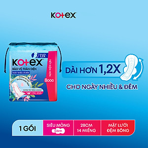 Combo 2 gói Băng Vệ Sinh Kotex Bảo Vệ Toàn Diện Ngày Nhiều và Đêm 28cm SMC - Gói 14 miếng