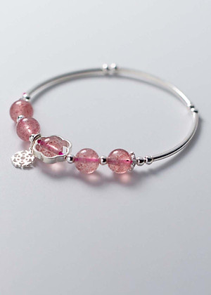 Vòng tay bạc đá thạch anh dâu mệnh hỏa, thổ - Ngọc Quý Gemstones