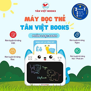 Sách - Máy Đọc Thẻ Tân Việt Book 3 Trong 1 - Song Ngữ Anh-Việt - Màu Xanh