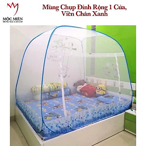 Mùng Chụp Mộc Miên - Tự Bung Đỉnh Rộng Có Viền Chân - Trăng Viền Xanh