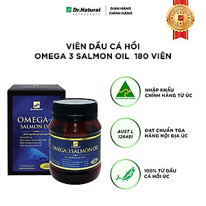 Viên Uống Dầu Cá Hồi Úc Dr Natural Omega 3 Salmon Oil 180 Viên | Tốt Cho Mắt, Não, Tìm, Giảm Nguy Cơ Xơ Vữa Động Mạch - Hàng Chính Hãng