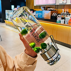 Bình Nước Thuỷ Tinh Kèm Nắp Pha Trà Thông Minh Cao Cấp Có Lọc Trà Inox Sang Trọng Tặng Túi Chống Nóng Quai Đeo