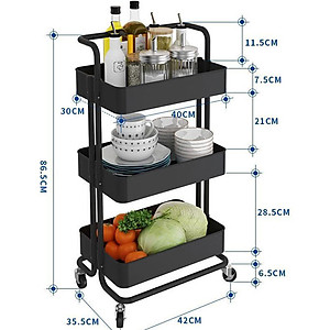 Giá (Kệ) đa năng 3 tầng Nhà của mẹ có bánh xe, có tay cầm, chất liệu khung sắt, khay nhựa - màu sắc giao ngẫu nhiên- Hàng chính hãng
