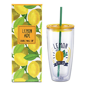 Ly nhựa 2 lớp Lock&Lock HAP507 750ml - Hàng chính hãng, có ống hút, có nắp đậy - Tặng kèm cọ rửa