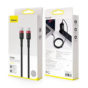 Cáp Sạc Nhanh Cafule 100W Dài 2M, Quick Charge 3.0 Kết Nối Type-C To Type-C Cho Điện Thoại Hàng Chính Hãng Baseus
