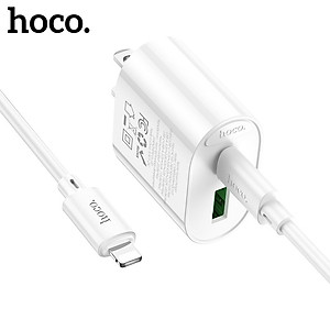 Bộ Sạc Nhanh Cho Iphone PD20W Hoco C80/C80A/C109 2 cổng Usb và Type-C kèm dây sạc Type-C sang iPhone 1M Sạc 0-50% Pin trong 30 phút - Hàng chính hãng