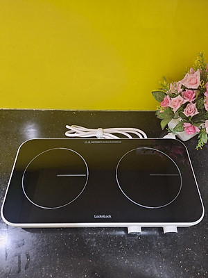 Bếp Điện Từ Đôi LocknLock EJI326WHT - Nhỏ Gọn, Mặt Kính, Khóa An Toàn, Hẹn Giờ - Hàng chính hãng