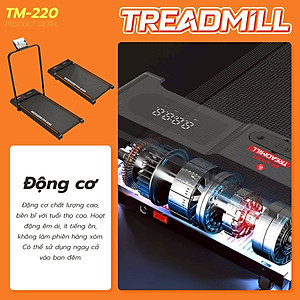 BG Máy Chạy Bộ Gập Gọn Có Điều Khiển Từ Xa,Có Tay Vịn TM-220A Chống Rung,Chống Ồn