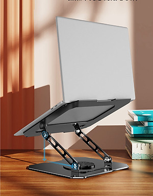 Kệ đỡ giá đỡ đế tản nhiệt cho laptop, máy tính hợp kim nhôm gấp gọn xoay 360 độ nhiều nấc độ cao K2 - Hàng chính hãng
