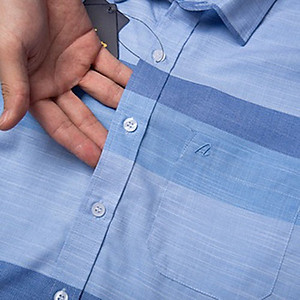 Áo Sơ Mi Nam Xanh Dương Kẻ Caro Ngắn Tay Công Sở Trung Niên Thương Hiệu Anton Vải Sợi Tre - GD566