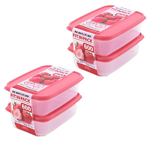 Combo Set 2 hộp nhựa đựng thực phẩm Fitin Pack 600ml nắp dẻo nội địa Nhật Bản