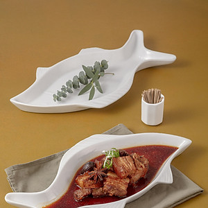 Đĩa cá hai vây sứ cao cấp Long Phương - Đĩa đựng đồ ăn hình cá