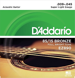 D'Addario EZ890 - Bộ Dây Đàn Guitar Acoustic Cỡ 9 (.009-.045) - Chính Hãng (85/15 Bronze Strings Ghi-ta) - Kèm Móng Gảy DreamMaker
