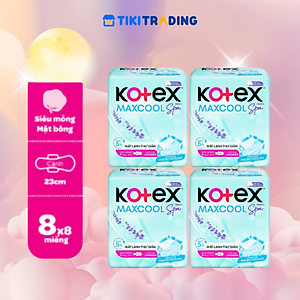 Combo 4 Băng vệ sinh Kotex Max Cool French Spa 23cm 8 miếng Có Cánh