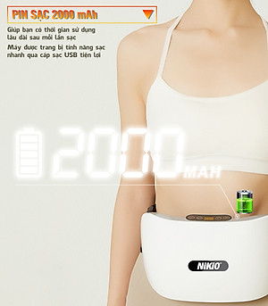 Máy Massage Bụng Cao Cấp Nikio NK-166DC - Công Nghệ Xoa Bóp Kết Hợp Hồng Ngoại Hiện Đại, Hỗ Trợ Cải Thiện Vòng 2 Cực Nhanh, Pin Sạc Tiện Lợi
