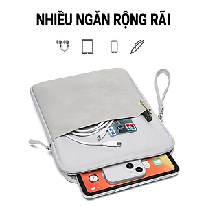 Túi Chống Sốc Đựng Ipad Teement, Máy Tính Bảng 2 Ngăn Kèm Khe Cắm Bút, Có Quai Xách Nhiều Size 8in, 9.7in, 10.2in, 10.5in, 11in - Hàng Chính Hãng