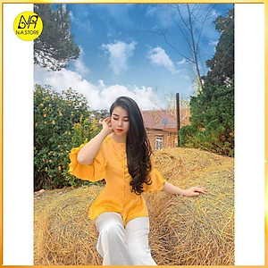 Bộ Đi Lễ Chùa - Đồ Lam Nữ Đi Chùa Đẹp Cao Cấp Trang Nhã Vải Lụa Tay Xòe 2021 Dành Cho Phật Tử Mới - AL003