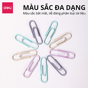 Hộp 160 kim kẹp giấy ghim vòng màu sắc pastel 29mm dùng kẹp tài liệu văn phòng phẩm giữ văn bản học sinh văn phòng đa năng tiện lợi Deli
