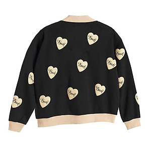 ÁO CARDIGAN SWE, Áo Cardigan Đen Thun Nỉ Ngoại Họa Tiết Trái Tim Tay Bo Thun Ôm - Áo Khoác Len Tổng Hợp Chống Nắng Giữ Ấm Tốt, Áo Khoác bomber, Áo cardigan nữ , áo cardigan nam , áo khoác cardigan nam nữ mặc vải nỉ ngoại chống nắng chống lạnh tốt