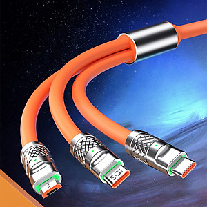 Dây cáp sạc nhanh eXtreme DS5301 cáp sạc 3 đầu 6A type C Android, Light.ning IP, Micro USB đường kính dây lớn - Hàng chính hãng