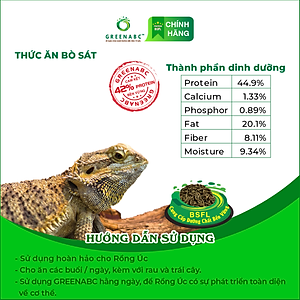 Thức ăn bò sát Rồng Úc GREENABC - Bearded Dragon – Hàm lượng protein 44.9% giúp tăng trưởng nhanh, lên màu đẹp, phát triển toàn diện – Hộp 68g
