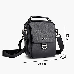 Túi Đeo Chéo Cầm Tay Thời Trang Nam Da Bò Mill Cao Cấp Gence  TD03 Đen