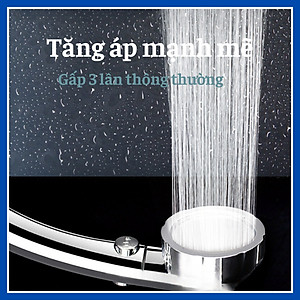 Bát sen tắm nóng lạnh mạ crom, đầu vòi tắm tăng áp mặt Inox kèm nút tắt mở với 3 chế độ nước