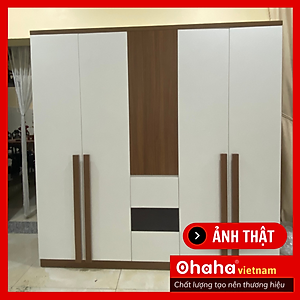 [Kèm Ảnh Thực Tế - Miễn phí vận chuyển & Lắp đặt] TỦ QUẦN ÁO GỖ CÔNG NGHIỆP CAO CẤP 5 CÁNH OHAHA - TQA039