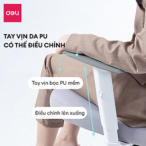 [ ] Ghế Xoay Văn Phòng Công Thái Học Cao Cấp Có Khóa Ngả Lưng 135 Độ Gối Tựa Đầu 3D Tựa Tay Điều Chỉnh Deli - Hỗ Trợ Đốt Sống Cổ Tối Ưu Tư Thế Ngồi - Bảo Hành 3 Năm - Ghế Làm Việc Tại Nhà, Văn Phòng