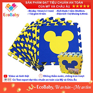 Bộ 10 tấm Thảm xốp cho bé ECOBABY, thảm xốp đạt tiêu chuẩn Mỹ và Châu Âu, độ dày khoảng 1cm, kích thước 1 tấm 30x30cm - Mickey