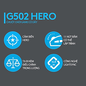 Chuột game hiệu suất cao Logitech G502 Hero RGB Lightsync - Hàng chính hãng