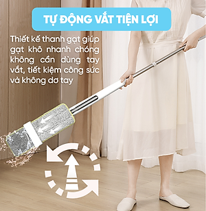 Cây Lau Nhà MyJae Đài Loan Sợi Microfiber Tự Vắt Kháng Khuẩn Ag+ 120cm