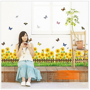 Decal dán chân tường Hoa hướng dương 2 AmyShop DCT034 - 2 bộ(42 x 200 cm)