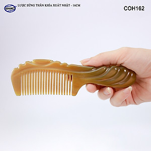 Lược sừng xuất Nhật (Size: M- 16cm) COH162 - Lược chuôi khía họa tiết đẹp - Chăm sóc tóc