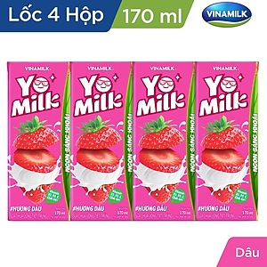 SỮA CHUA UỐNG HƯƠNG DÂU YOMILK - HỘP GIẤY 170ML