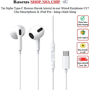 Tai Nghe Type-C Baseus Encok lateral in-ear Wired Earphone C17 Cho Smartphone & iPad Pro - hàng chính hãng