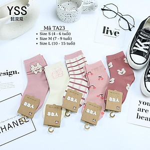 Tất cho bé gái 4 - 12 tuổi màu hồng thun co giãn thoáng khí vớ cổ cao dài cute dễ thương phù hợp trẻ em học sinh nữ TA23